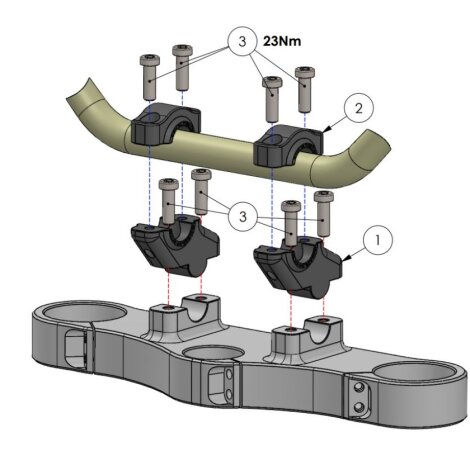 Handlebar risers 30 mm with offset 21 mm for Aprilia SMV 750 Dorsoduro / Factory (SM) 08-16