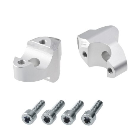 Handlebar risers 30 mm with offset 19 mm for KTM 1290 Super Duke SE silver anodized