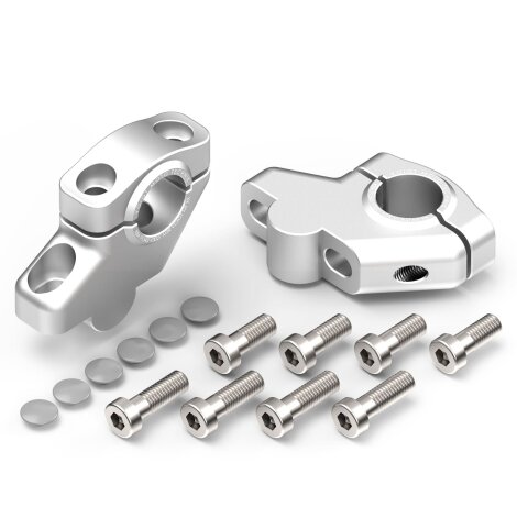 Handlebar risers 30 mm with offset 21 mm for Aprilia Pegaso 650 Cube (ML) 96-99 silver anodized