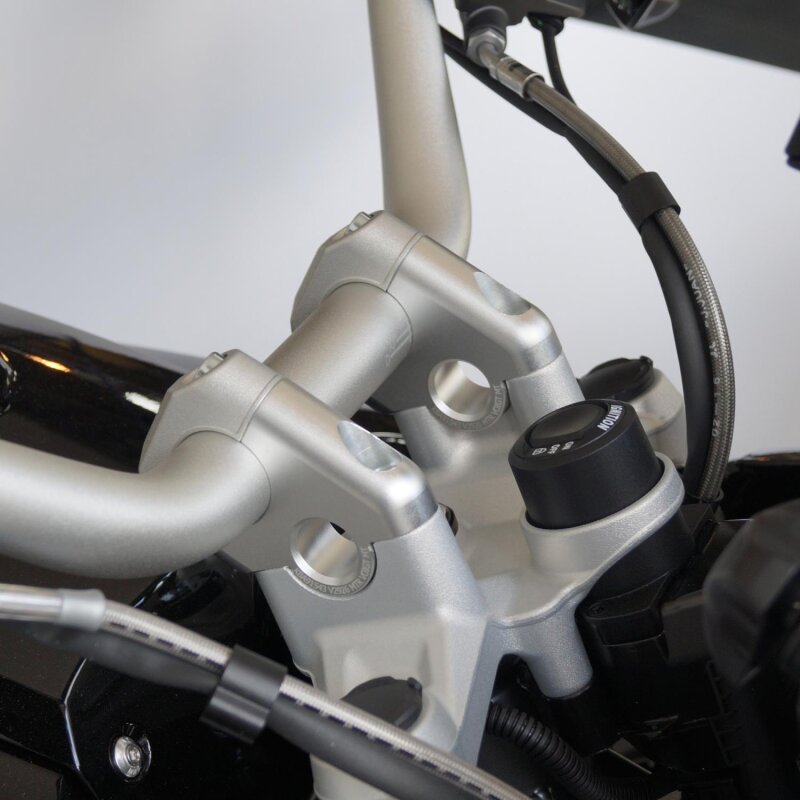 Handlebar risers with offset 30mm high and 24mm closer for new BMW R1250RT 2021-> with tube handlebar