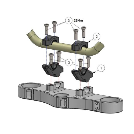 Lenkererhöhung 30 mm und Lenkerversatz 21 mm für Yamaha XSR 125 (RE44 / MTM125) 2021-