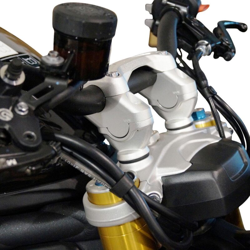 Lenkererhöhung 30mm mit Versatz 20mm für Triumph Speed Triple 1200 RS silbern eloxiert