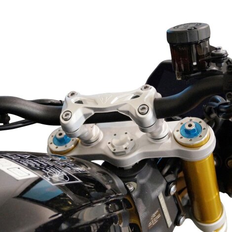 Handlebar risers 30 mm with offset 20 mm for Triumph Speed Triple 1200 RS silver anodized