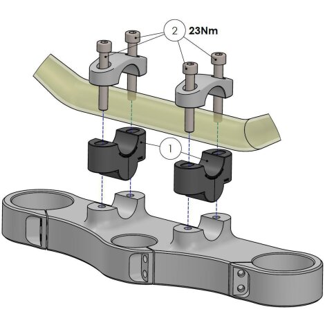 Handlebar risers 25 mm for Aprilia Tuono V4 RF / RR / Factory 1100 2017-> black anodized