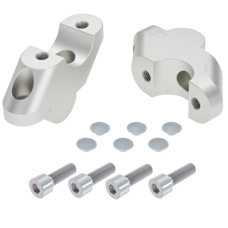 Handlebar risers 30 mm with offset 20 mm for Triumph Street Triple S 660 silver anodized