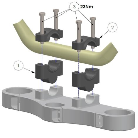 Handlebar risers 30 mm for KTM 640 LC4 Supermoto (KTM 4T-EGS) 02-06