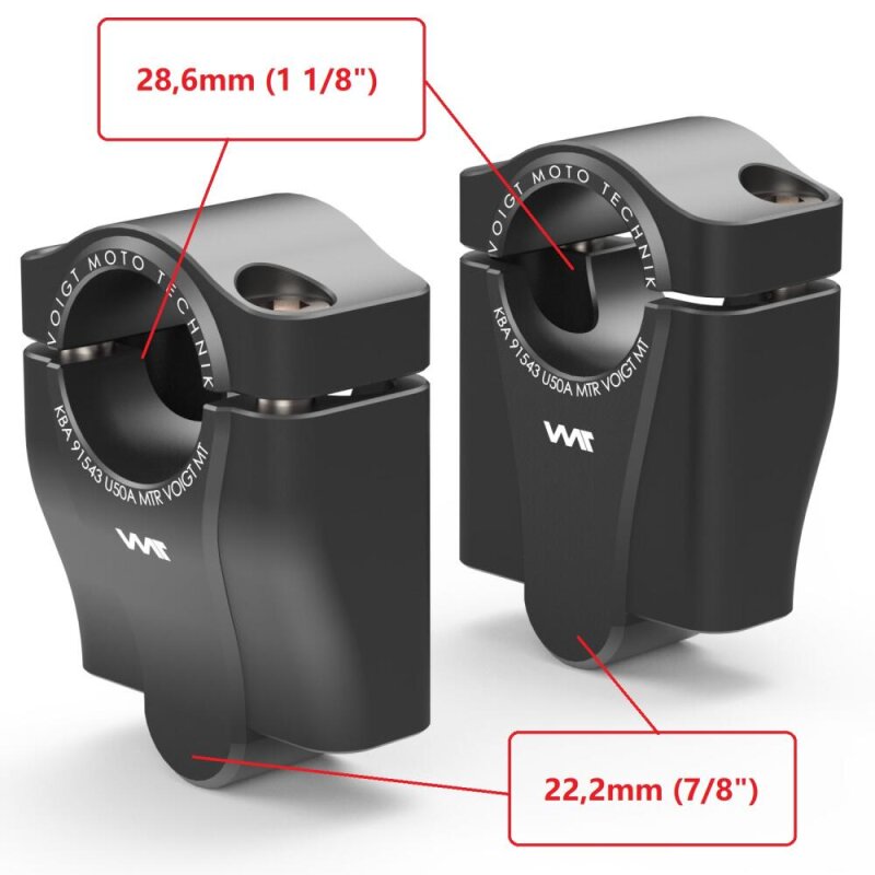 Handlebar conversion to fat-bar, 50 mm riser for Yamaha XV 535 Virago (2 YL) 93-98