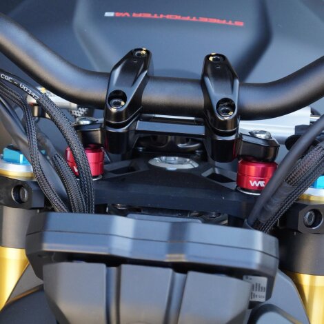 Handlebar riser 20 mm for Ducati Streetfighter V4, V4S red anodized