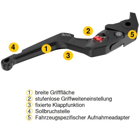 Brake lever and clutch lever set CNC milled for Aprilia RX 125 4T / Enduro (KX1+KXA) 18-