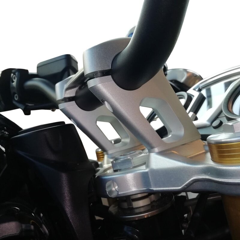 Handlebar risers with offset 25mm high and 23mm closer for BMW R NineT models